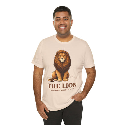 The Lion Knows Who He Is Tee — Confident Identity Lion Graphic Shirt