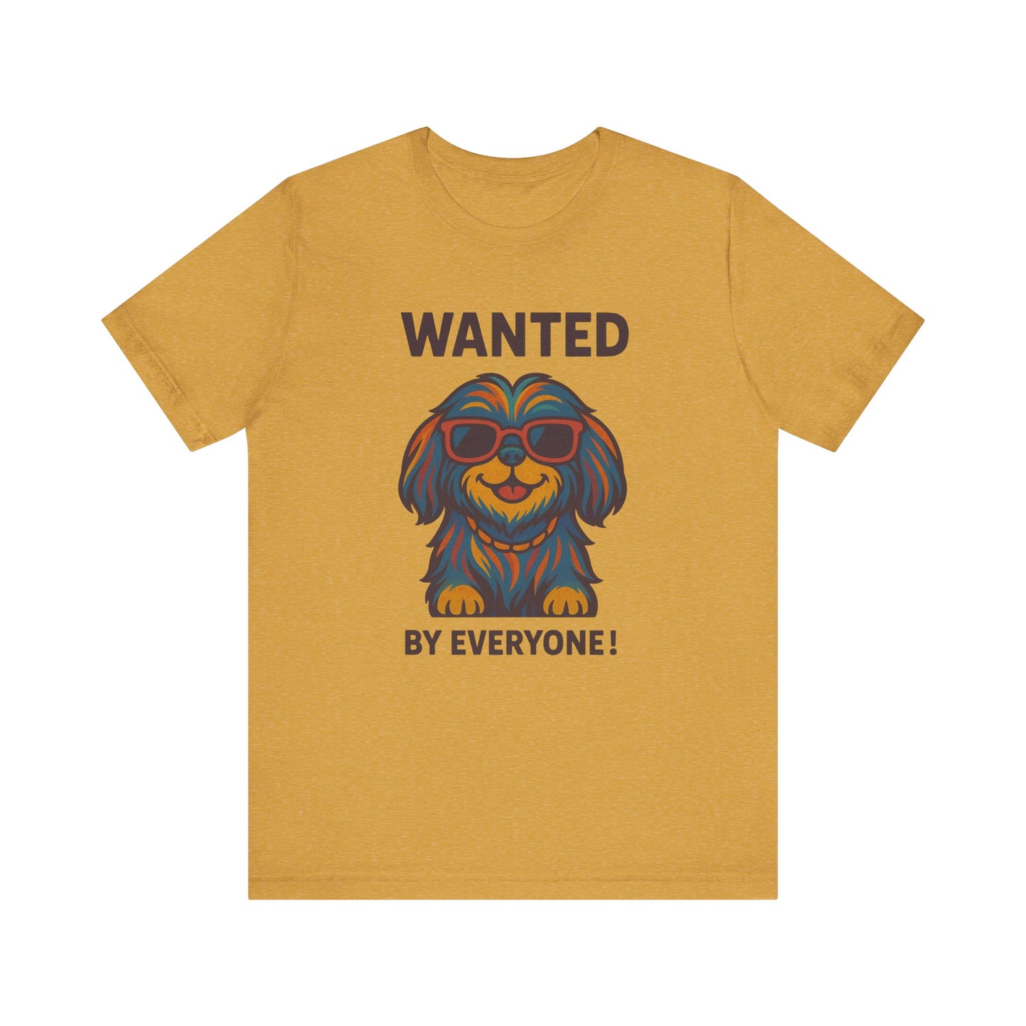 Shitzu Unisex Tee with Multicolored Fur and Sunglasses Design