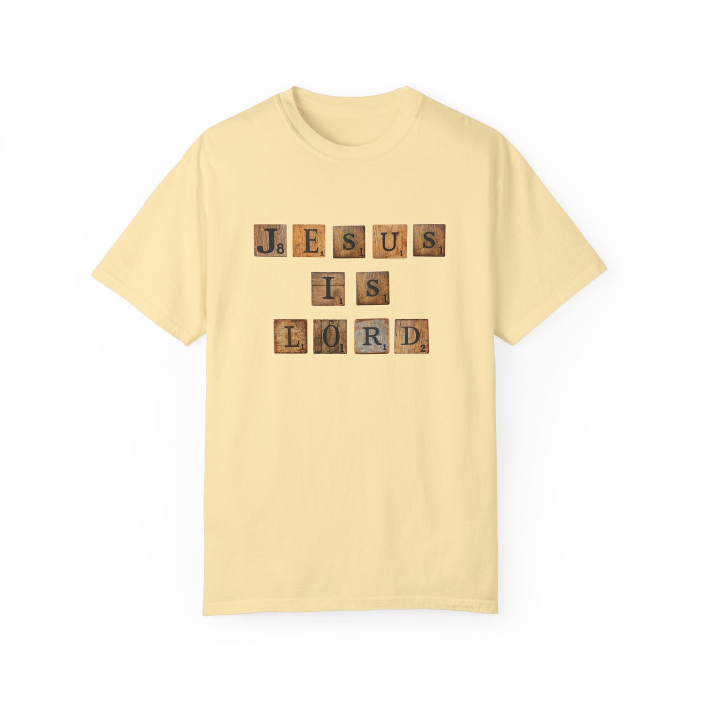Jesus is Lord Scrabble Tile Unisex Garment-Dyed T-shirt