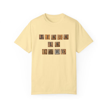 Jesus is Lord Scrabble Tile Unisex Garment-Dyed T-shirt