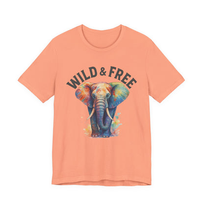 Wild & Free Elephant Tee, Unisex Short Sleeve T-Shirt for Nature Lovers, Bohemian Style Gift, Eco-Friendly Apparel, Adventure Shirt