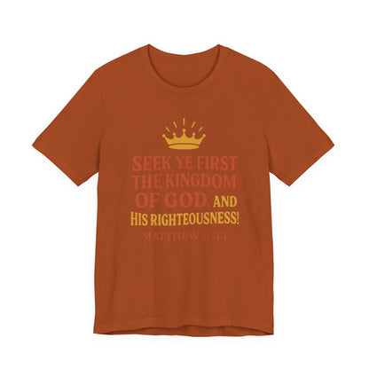 Unisex Tee Retro Style Matthew 6:33 Crown King of All Kings Scripture Shirt