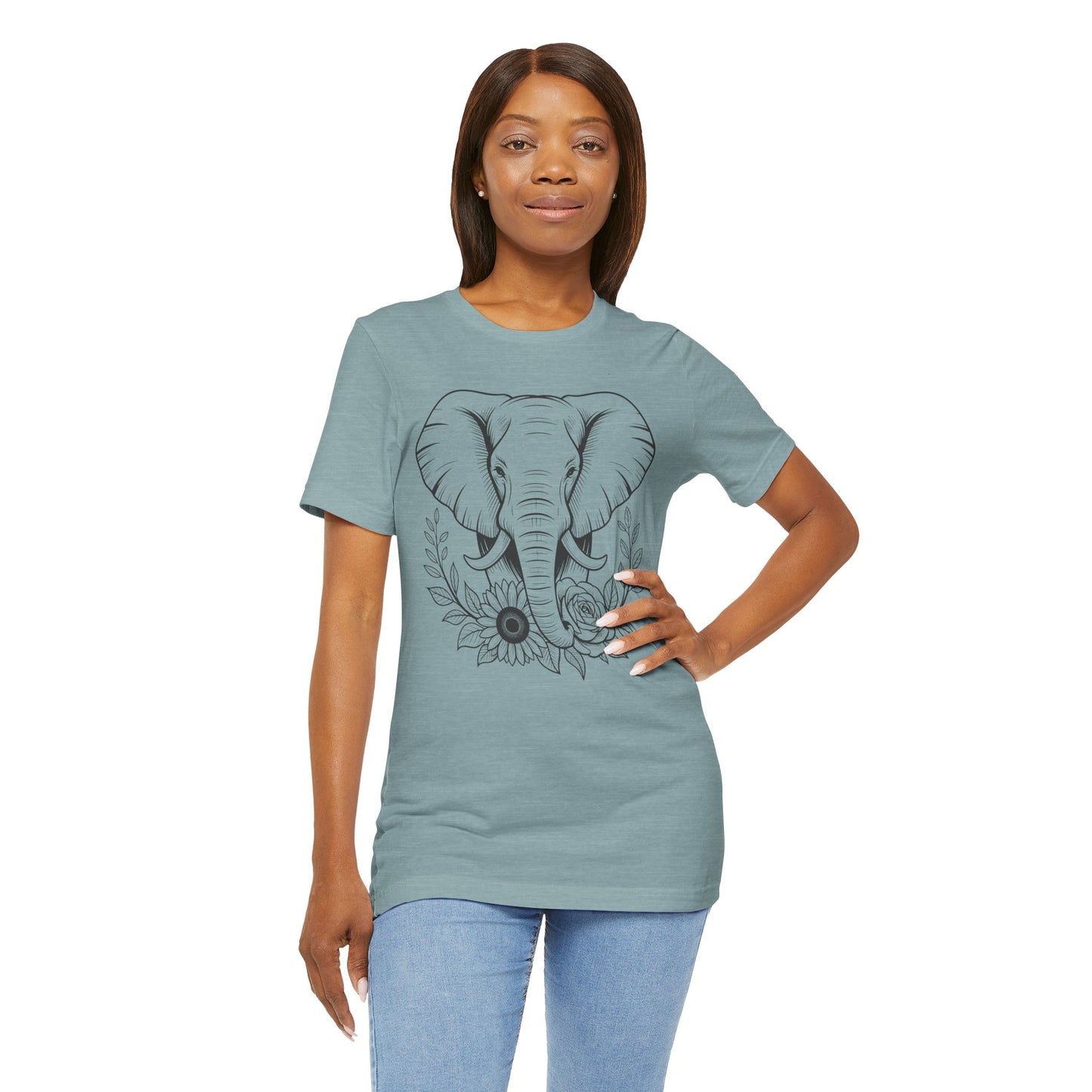 Elephant & Floral Strength T-Shirt — "Strength Meets Beauty"