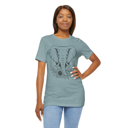 Elephant & Floral Strength T-Shirt — "Strength Meets Beauty"