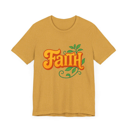 Faith Unisex Tee - Bold Orange with Green Leaves