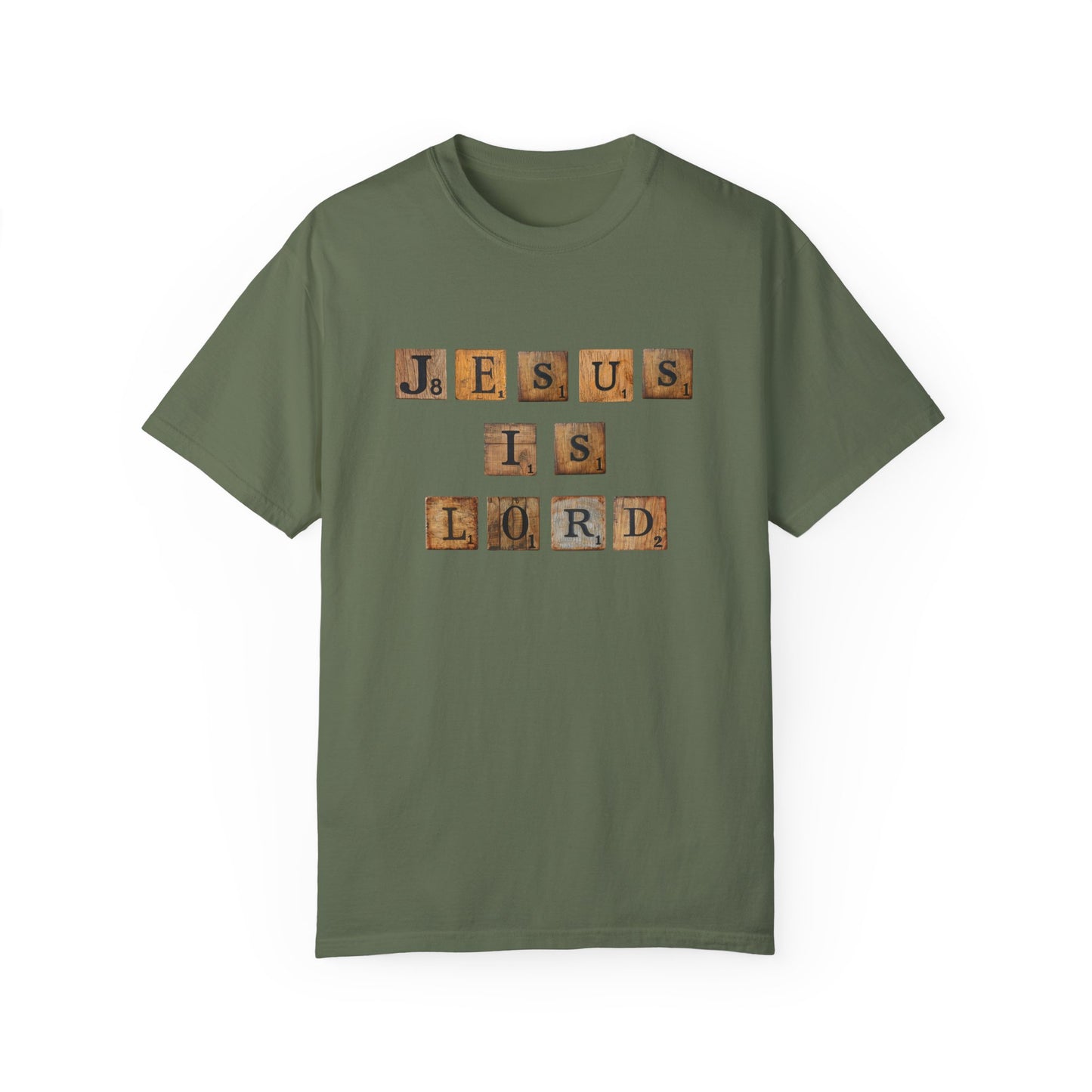Jesus is Lord Scrabble Tile Unisex Garment-Dyed T-shirt