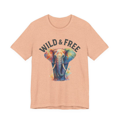 Wild & Free Elephant Tee, Unisex Short Sleeve T-Shirt for Nature Lovers, Bohemian Style Gift, Eco-Friendly Apparel, Adventure Shirt