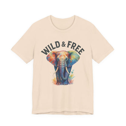 Wild & Free Elephant Tee, Unisex Short Sleeve T-Shirt for Nature Lovers, Bohemian Style Gift, Eco-Friendly Apparel, Adventure Shirt