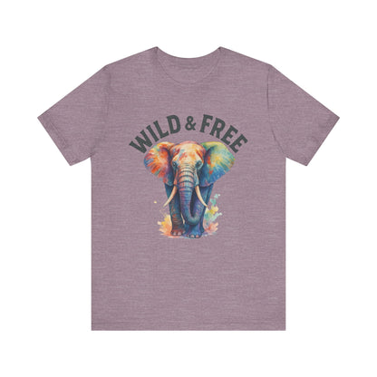 Wild & Free Elephant Tee, Unisex Short Sleeve T-Shirt for Nature Lovers, Bohemian Style Gift, Eco-Friendly Apparel, Adventure Shirt