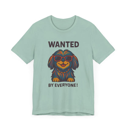 Shitzu Unisex Tee with Multicolored Fur and Sunglasses Design