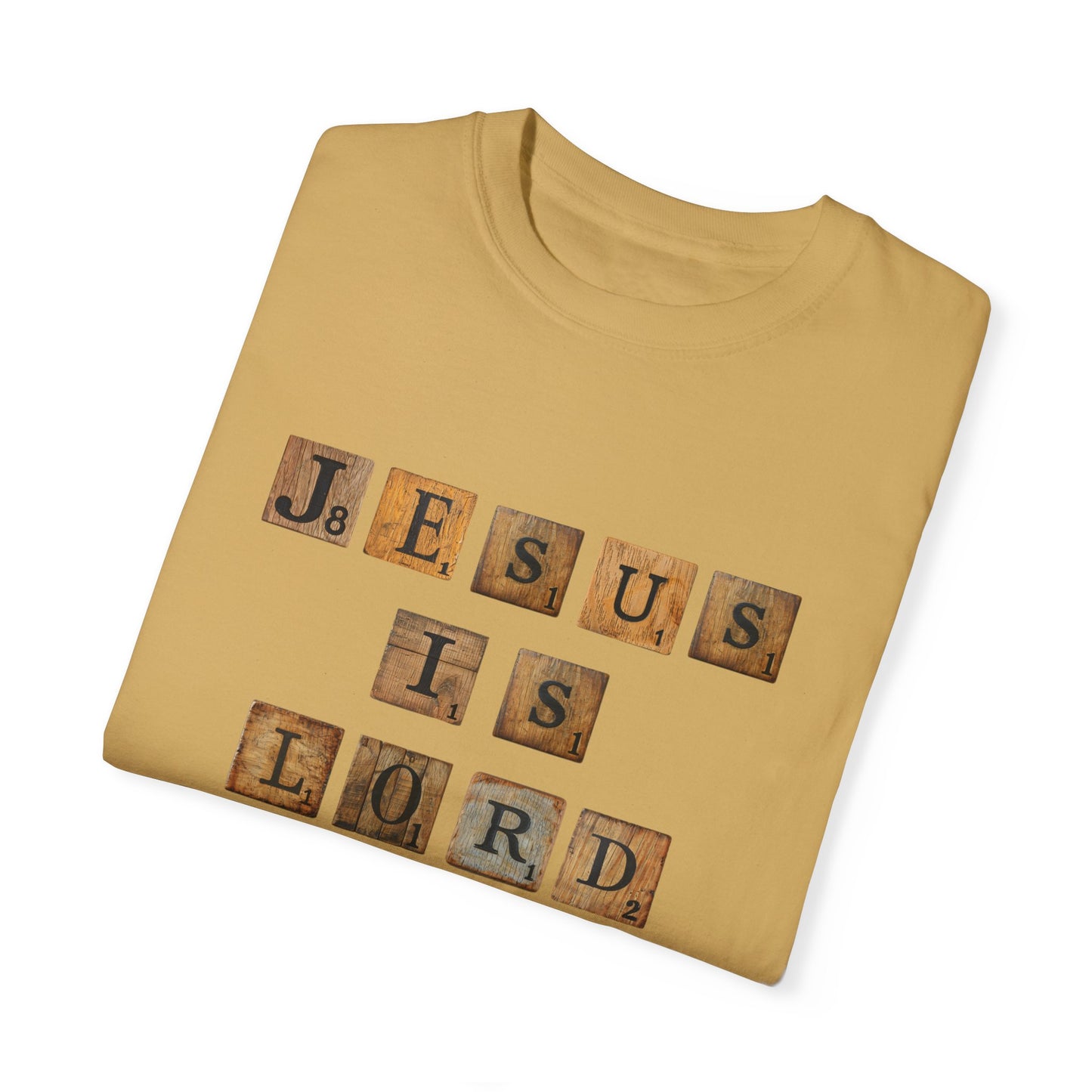 Jesus is Lord Scrabble Tile Unisex Garment-Dyed T-shirt