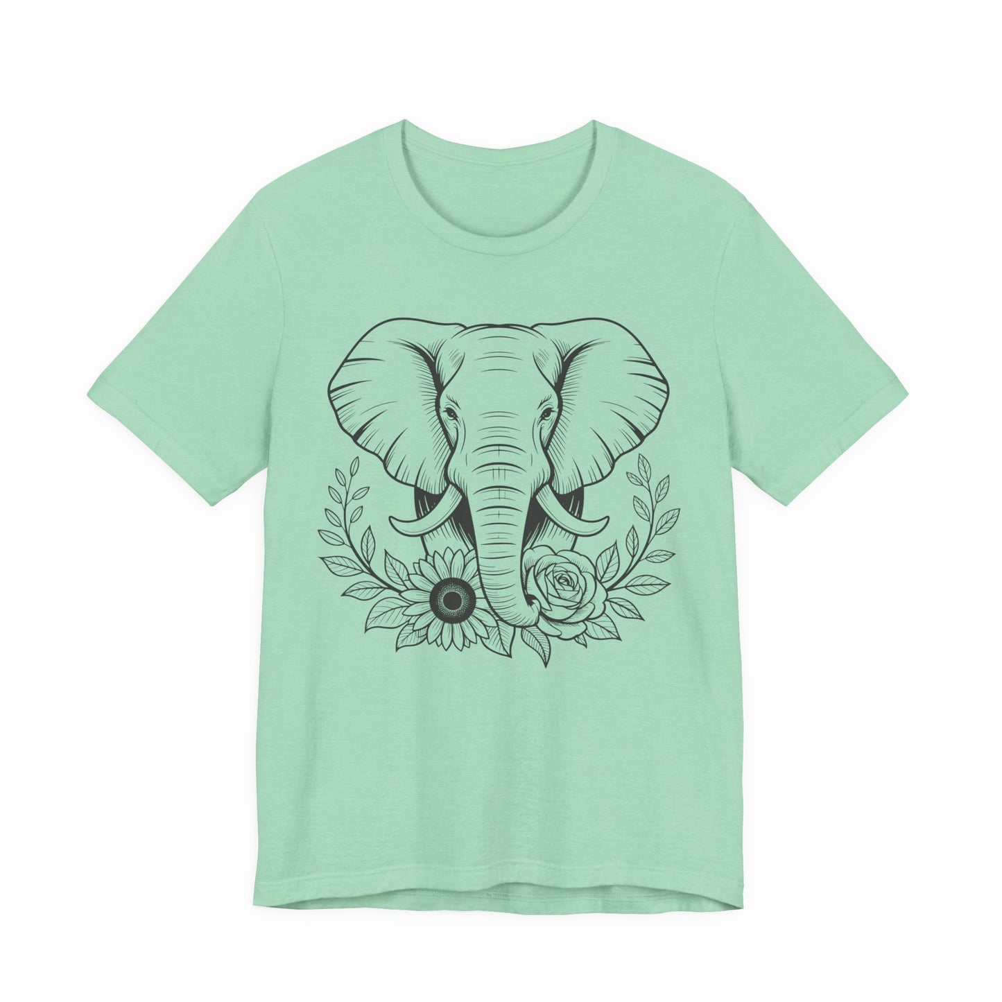 Elephant & Floral Strength T-Shirt — "Strength Meets Beauty"