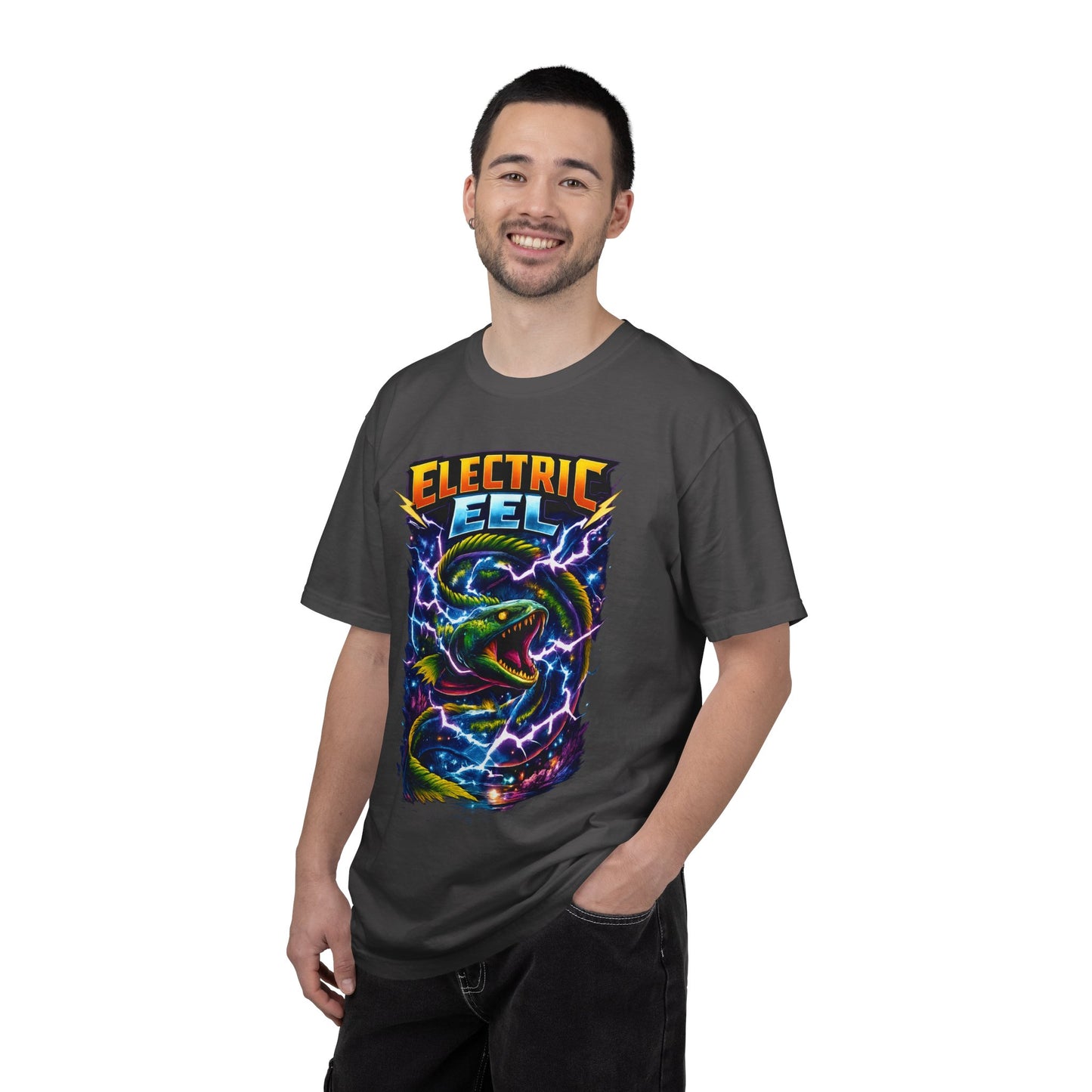 Electric Eel Graphic T-Shirt — Neon Lightning Ocean Tee