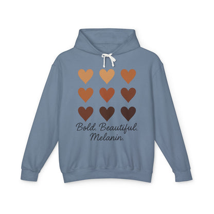 Bold Beautiful Melanin Lightweight Hoodie - Unisex, Sweatshirt Gift, Black History Month, Inclusive Fashion, Cozy Contribution