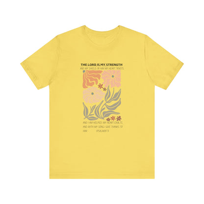 Boho Retro Flower T-shirt with Psalm 28:7