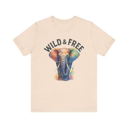 Wild & Free Elephant Tee, Unisex Short Sleeve T-Shirt for Nature Lovers, Bohemian Style Gift, Eco-Friendly Apparel, Adventure Shirt