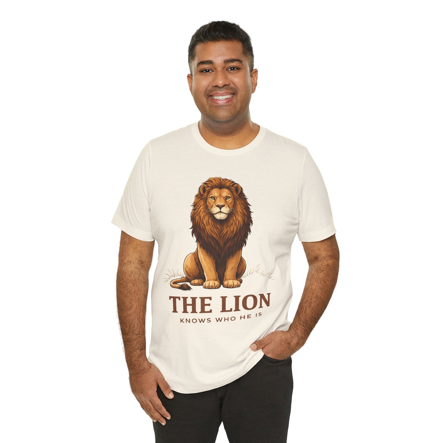 The Lion Knows Who He Is Tee — Confident Identity Lion Graphic Shirt