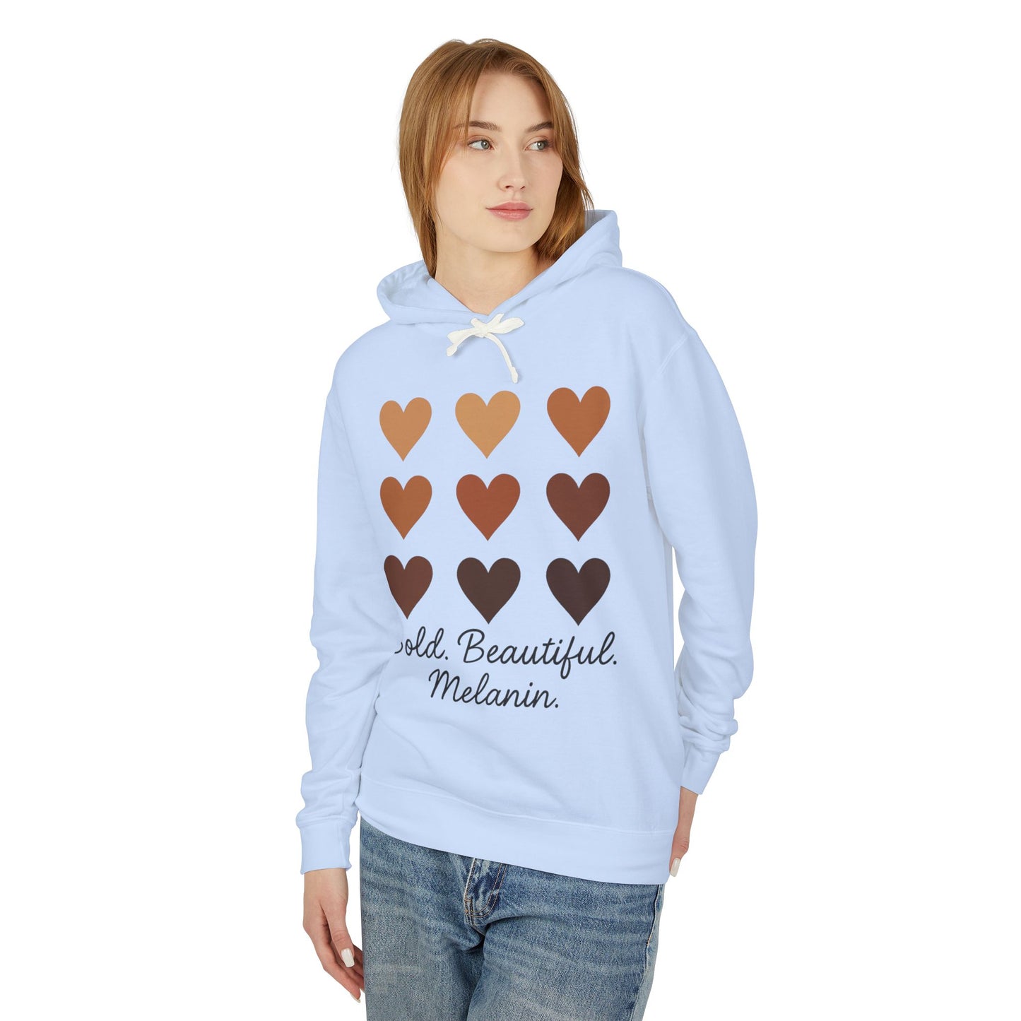 Bold Beautiful Melanin Lightweight Hoodie - Unisex, Sweatshirt Gift, Black History Month, Inclusive Fashion, Cozy Contribution