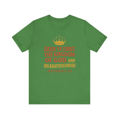 Unisex Tee Retro Style Matthew 6:33 Crown King of All Kings Scripture Shirt