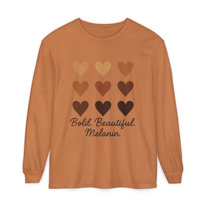 Unisex Long Sleeve T-Shirt - Bold, Beautiful Melanin - Celebrate Diversity, Perfect for Everyday Wear, Gift for Friends and Family