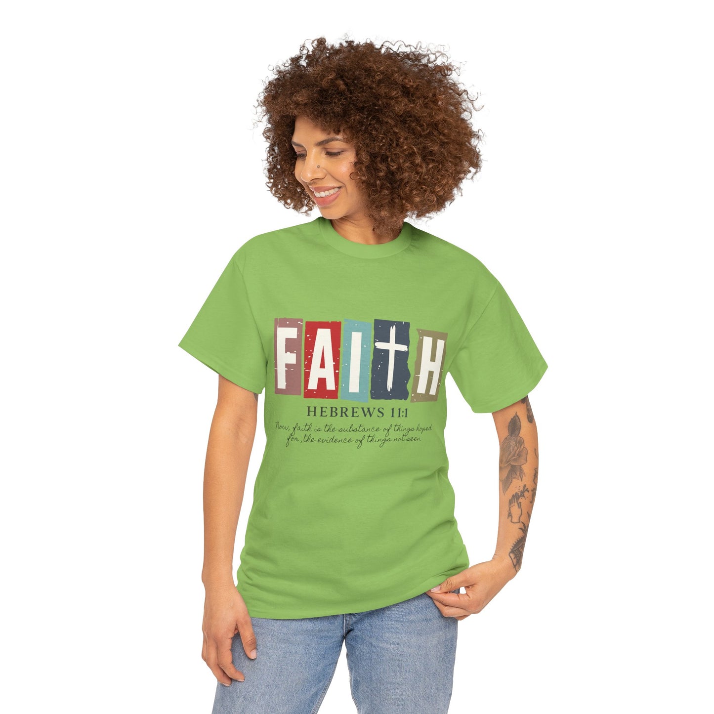 Funky Christian Tee - Colorful FAITH Design - Hebrews 11:1