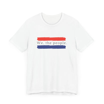 American People Unisex T-Shirt - 'We the People' Design Featuring Red and Blue Paint Splashes