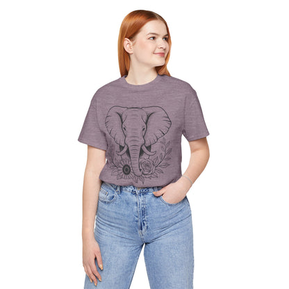 Elephant & Floral Strength T-Shirt — "Strength Meets Beauty"