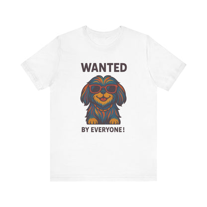 Shitzu Unisex Tee with Multicolored Fur and Sunglasses Design