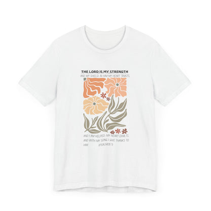 Boho Retro Flower T-shirt with Psalm 28:7
